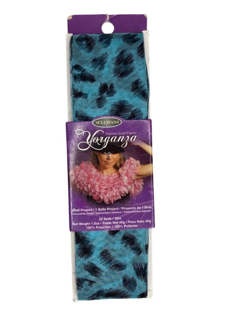 Sullivans Yorganza Scarf 32.8 yds Blue Cheetah Leopard Craft Fashion Polyester